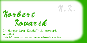 norbert kovarik business card